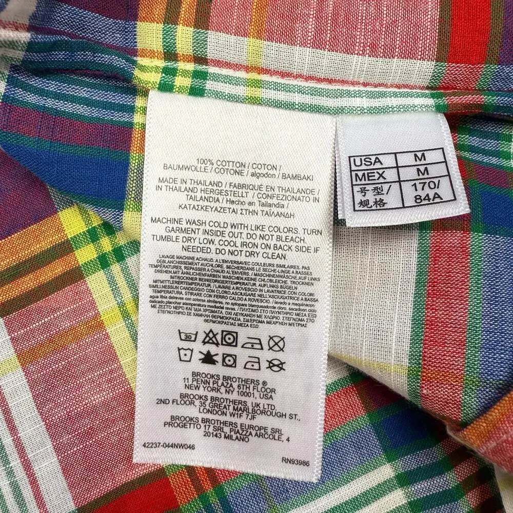 Brooks Brothers L/S Blouse Top Womens Medium Plaid Colorful Smocked Neck Peasant - Picture 6 of 11